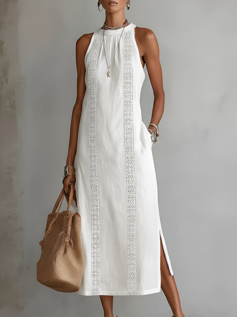 Noémie – Robe Midi Stylée Sans Manches