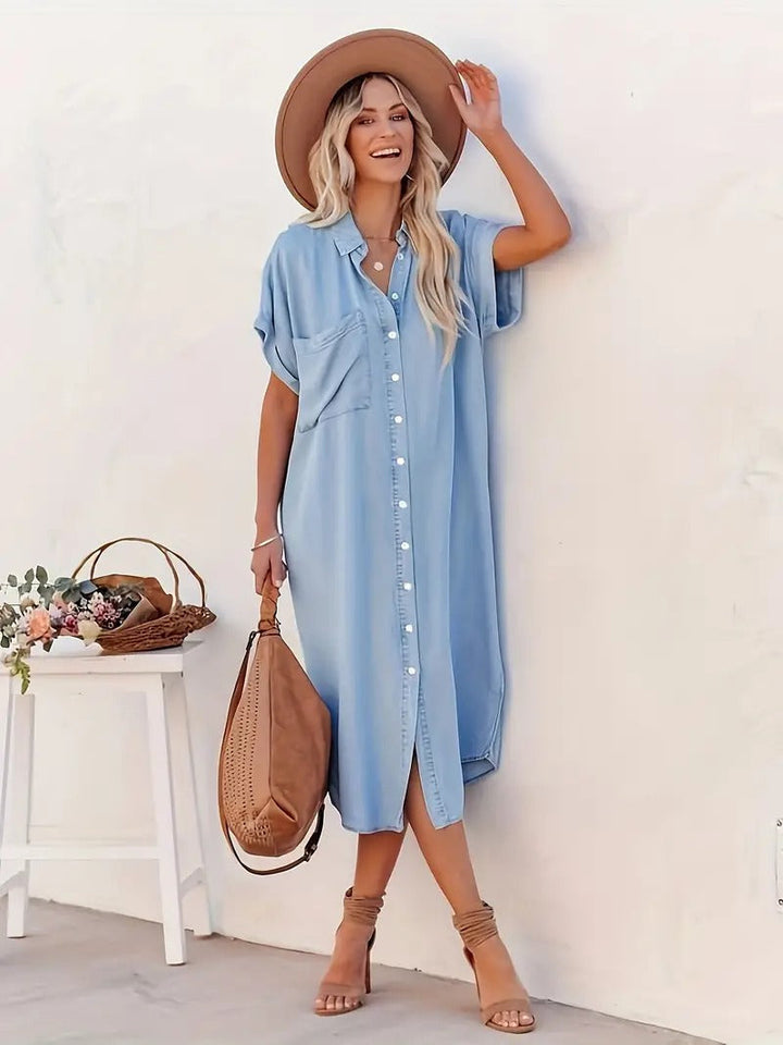 Jasmijn – Robe Chemise Boutonnée à Fentes