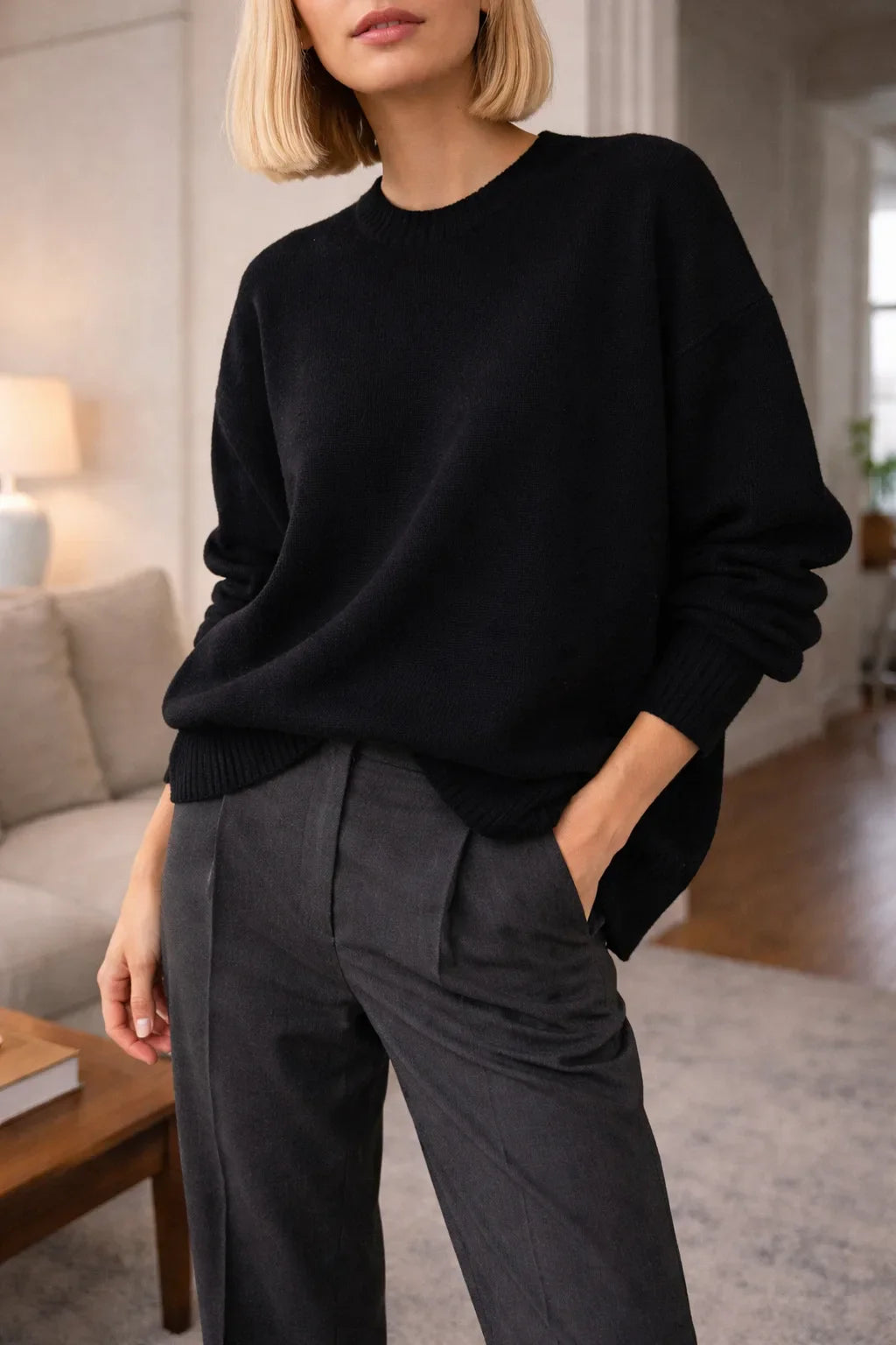 Pull col rond en maille douce