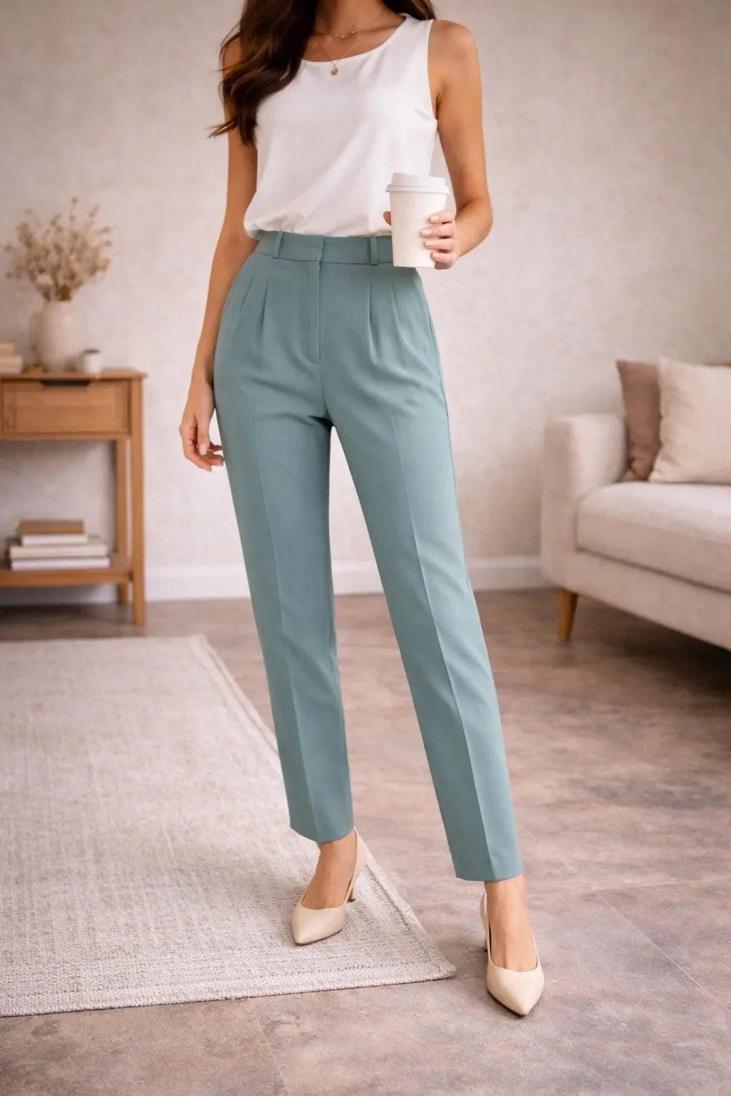 Pantalon droit taille haute