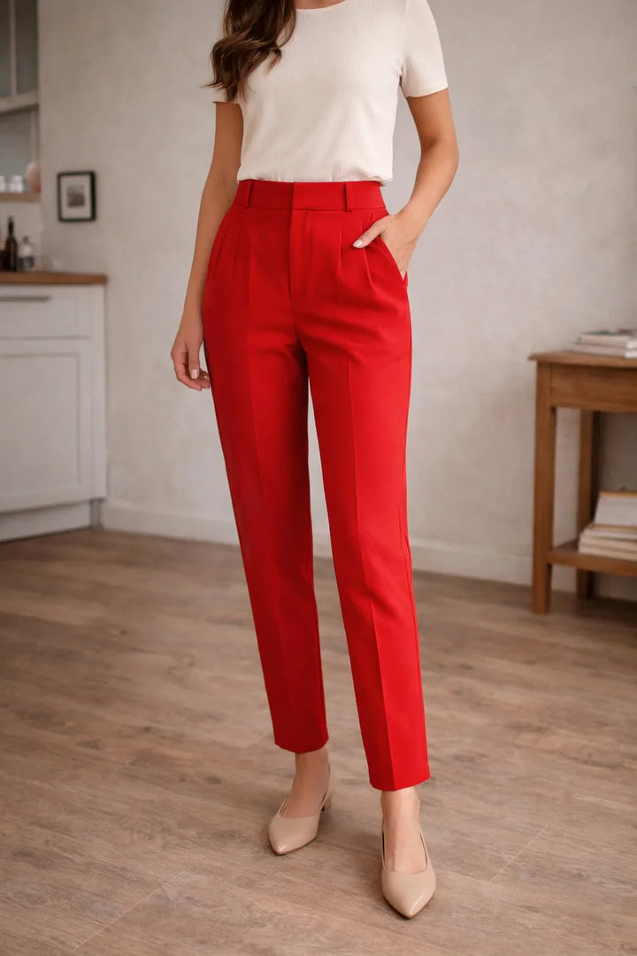 Pantalon droit taille haute