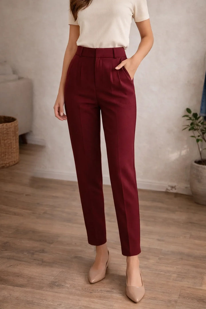 Pantalon droit taille haute