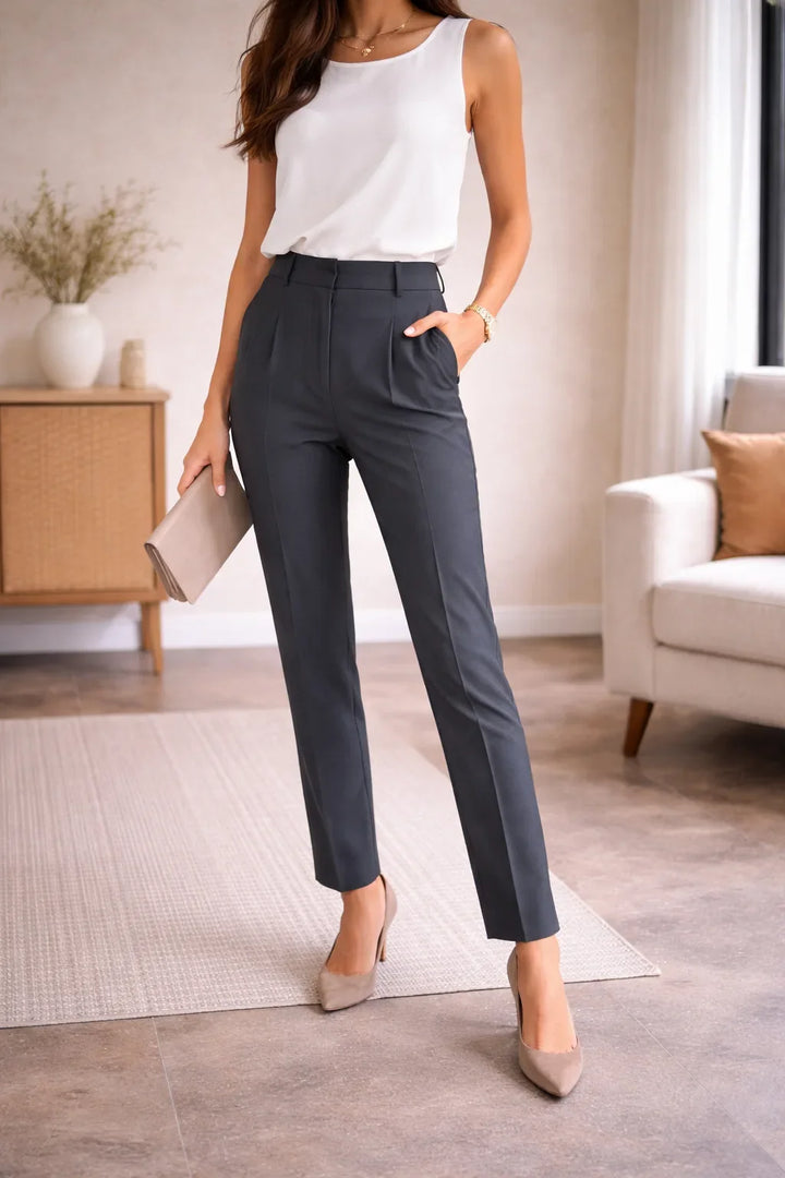 Pantalon droit taille haute