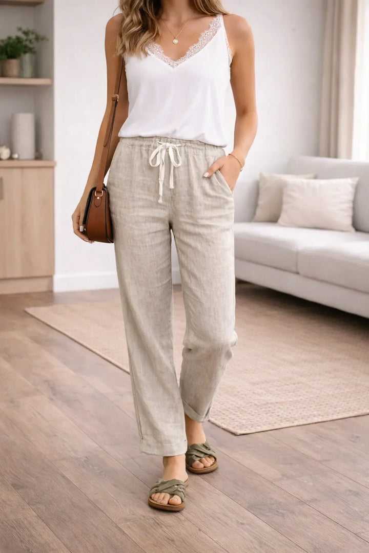Pantalon large à taille haute