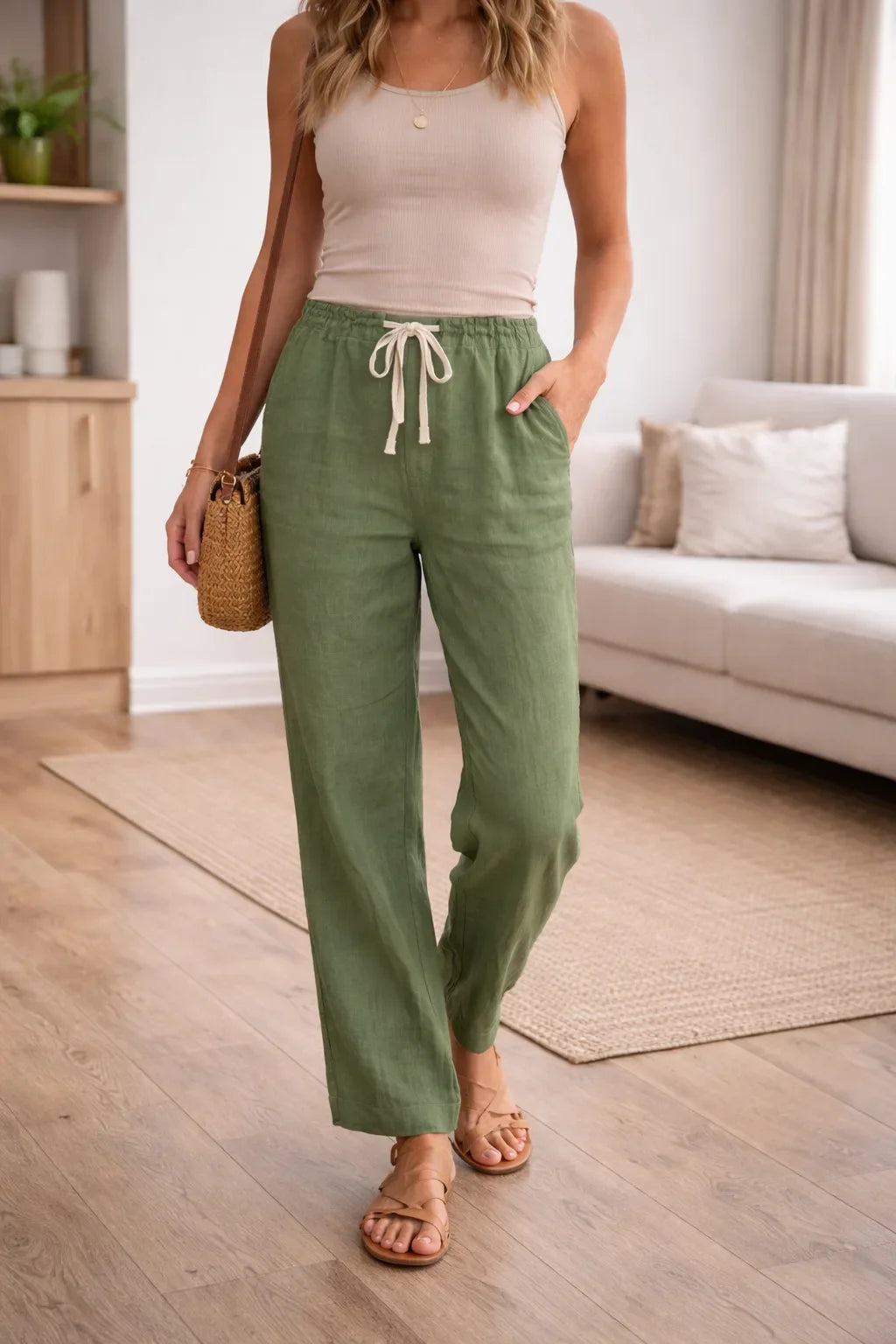 Pantalon large à taille haute