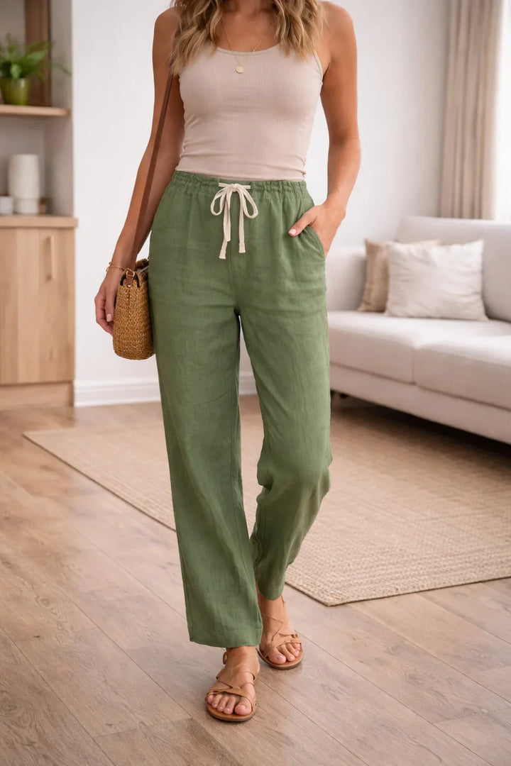 Pantalon large à taille haute