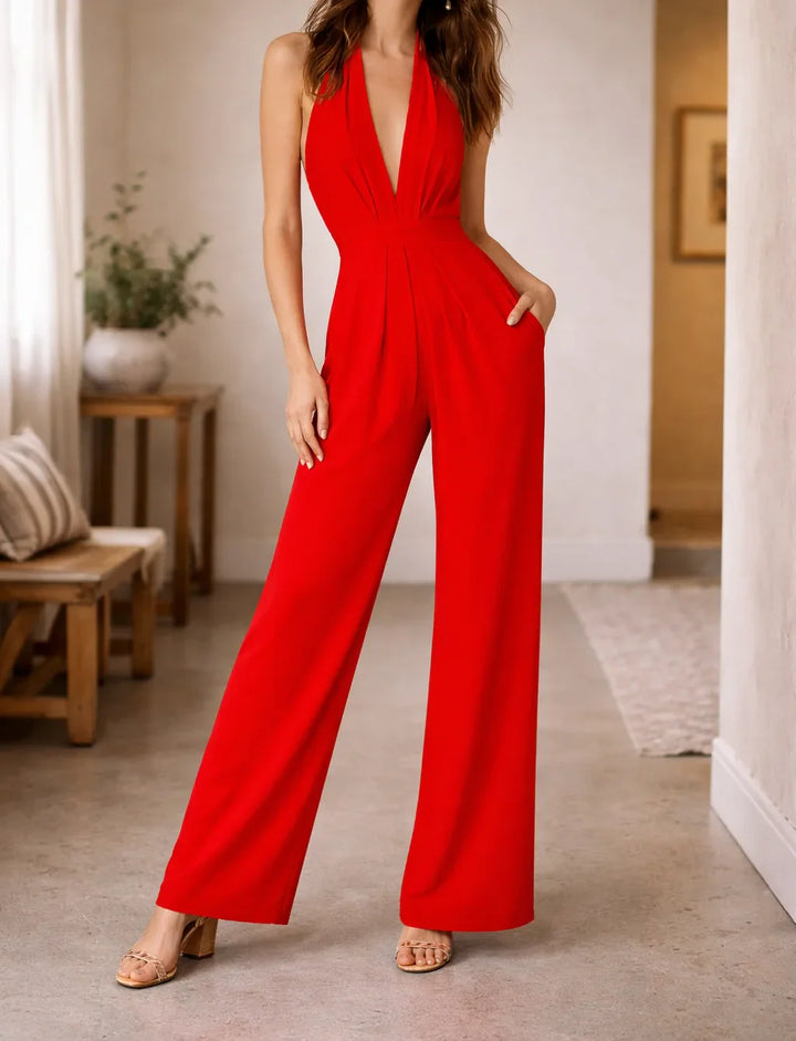 Combinaison pantalon dos nu à jambes larges
