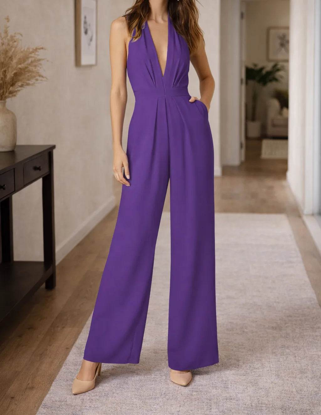 Combinaison pantalon dos nu à jambes larges
