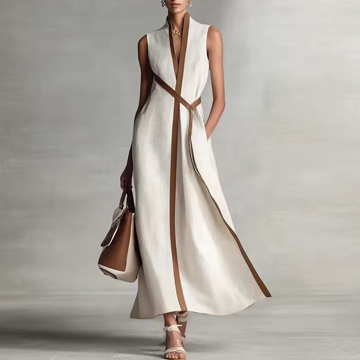 Adèle – Robe Maxi Col Haut à Poches