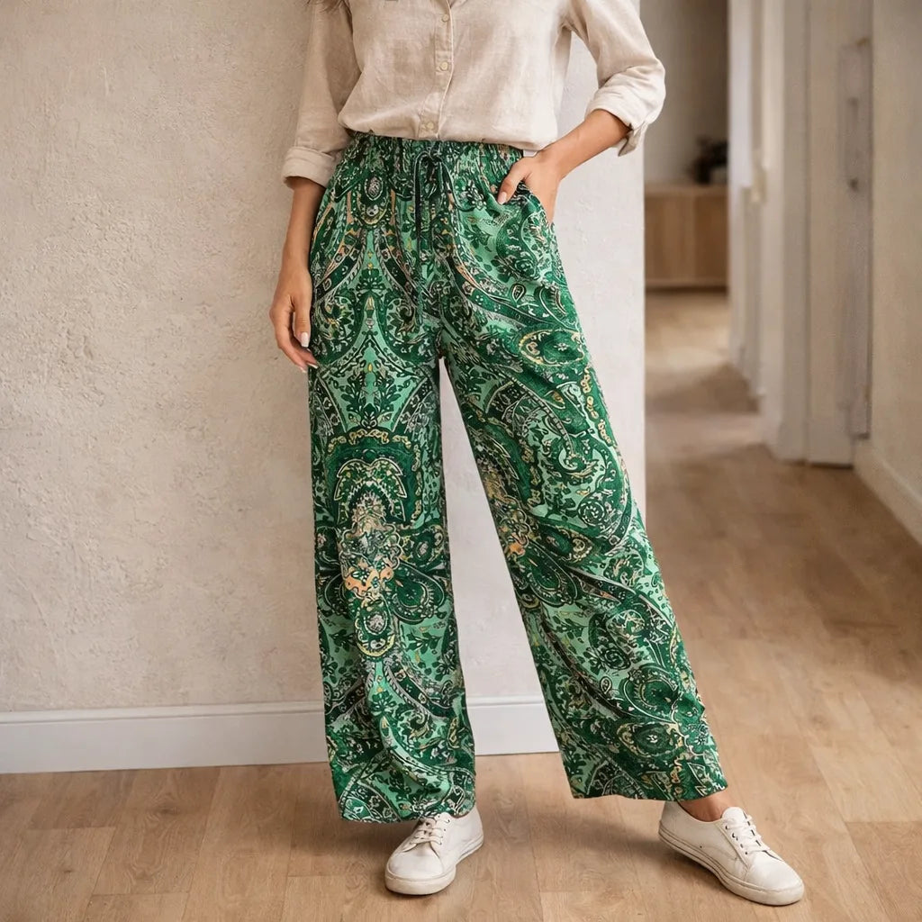 Pantalon large à motif paisley