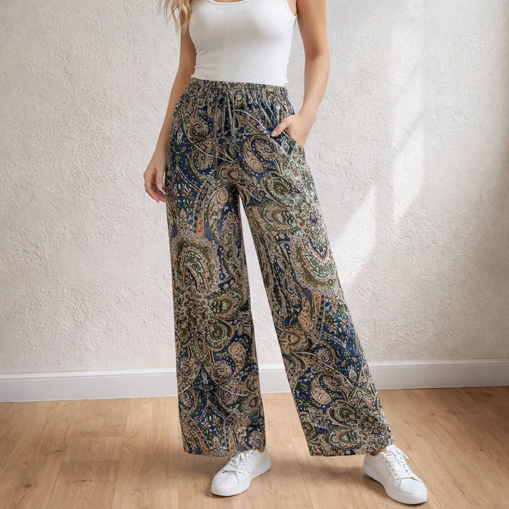 Pantalon large à motif paisley