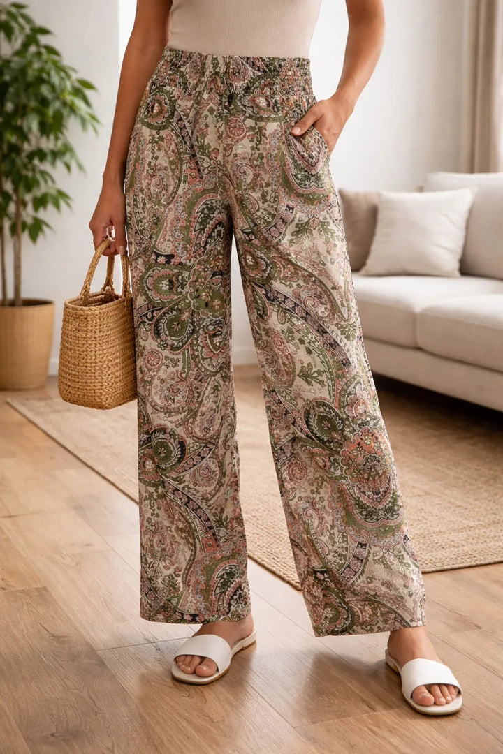 Pantalon large à motif paisley