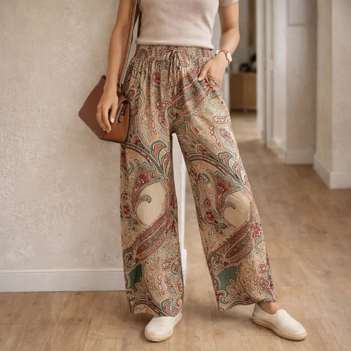 Pantalon large à motif paisley