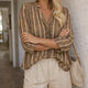 Blouse rayée à col V et manches longues
