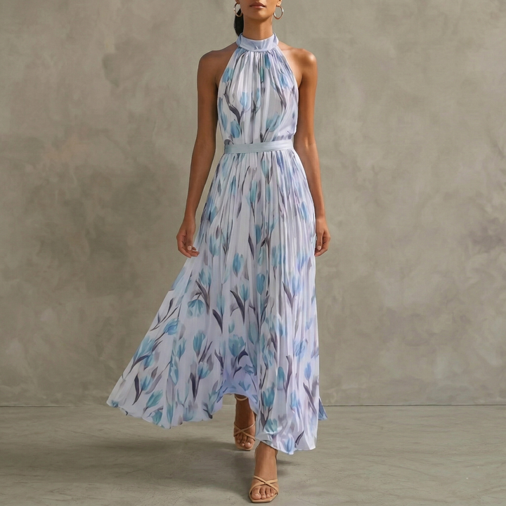 Iris – Robe Maxi Fleurie Dos-Nu Sans Manches