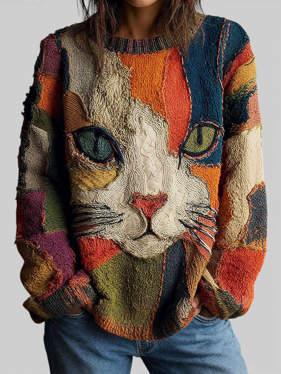 Pull Femme Imprimé Chat