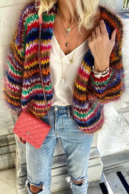 Lola – Gilet Tricoté Multicolore