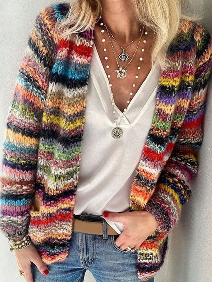 Lola – Gilet Tricoté Multicolore
