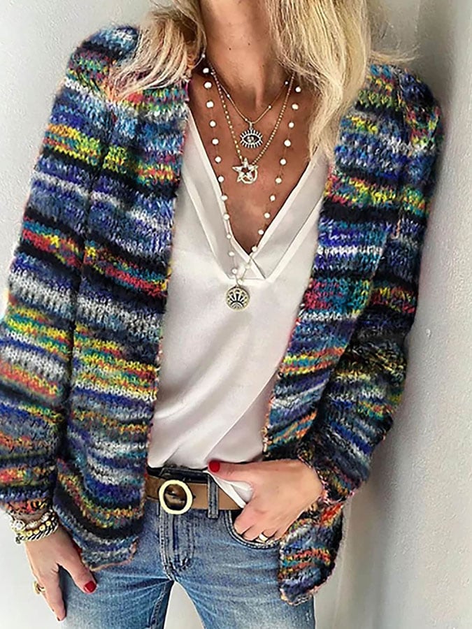 Lola – Gilet Tricoté Multicolore