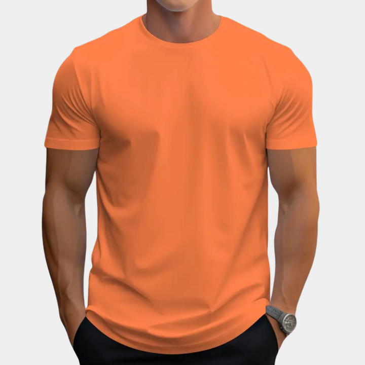 T-shirt d'été orange à col rond Luuk