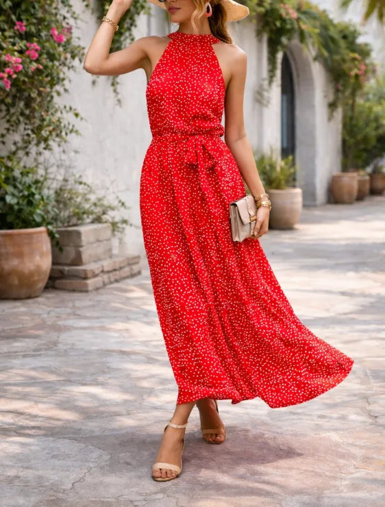 Robe maxi à pois