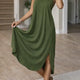 Robe midi fluide à col en V et fente latérale