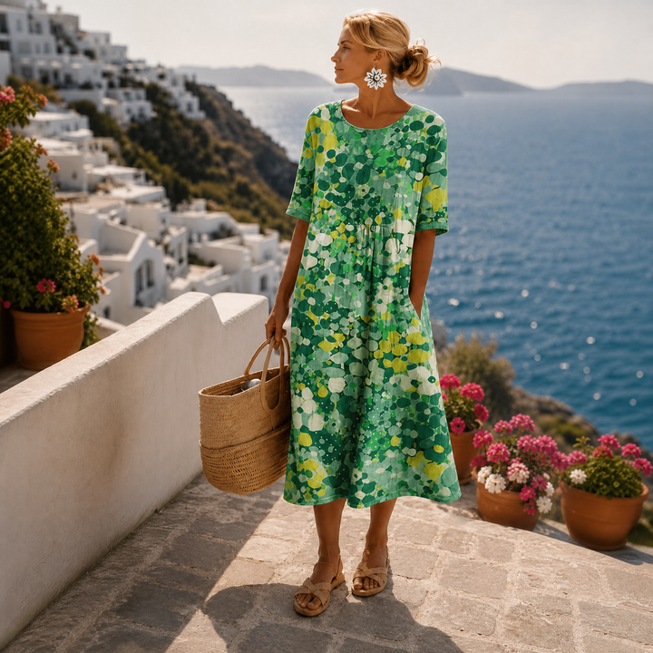 Fleur-de-Mai – Robe Midi Fleurie Élégante