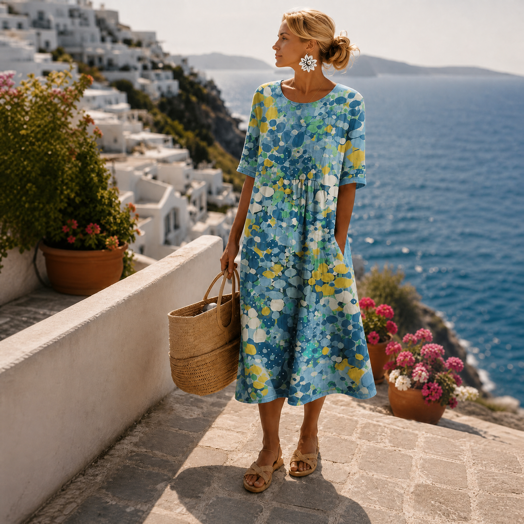 Fleur-de-Mai – Robe Midi Fleurie Élégante