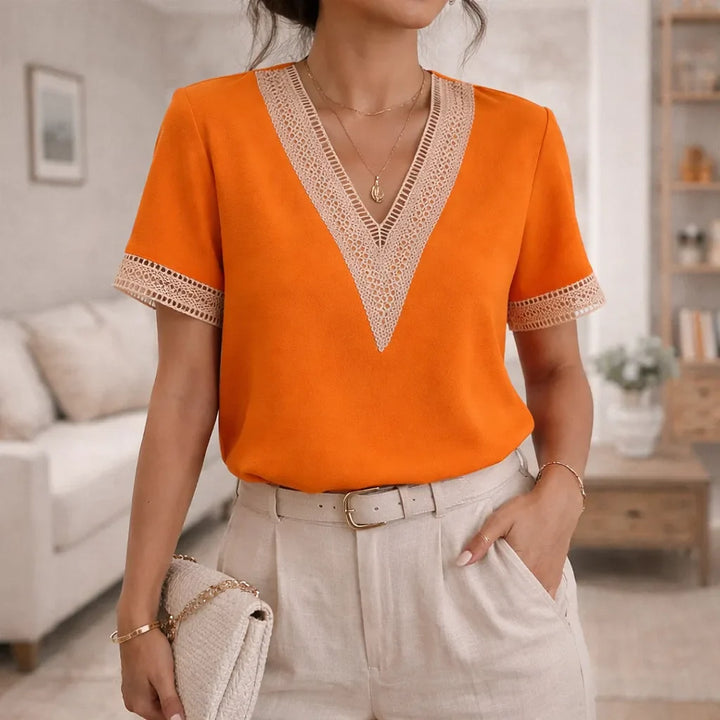 Blouse fluide avec détails en dentelle