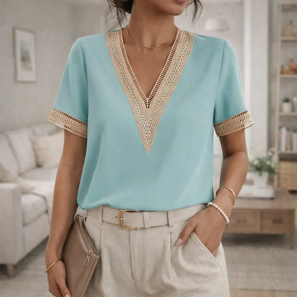 Blouse fluide avec détails en dentelle