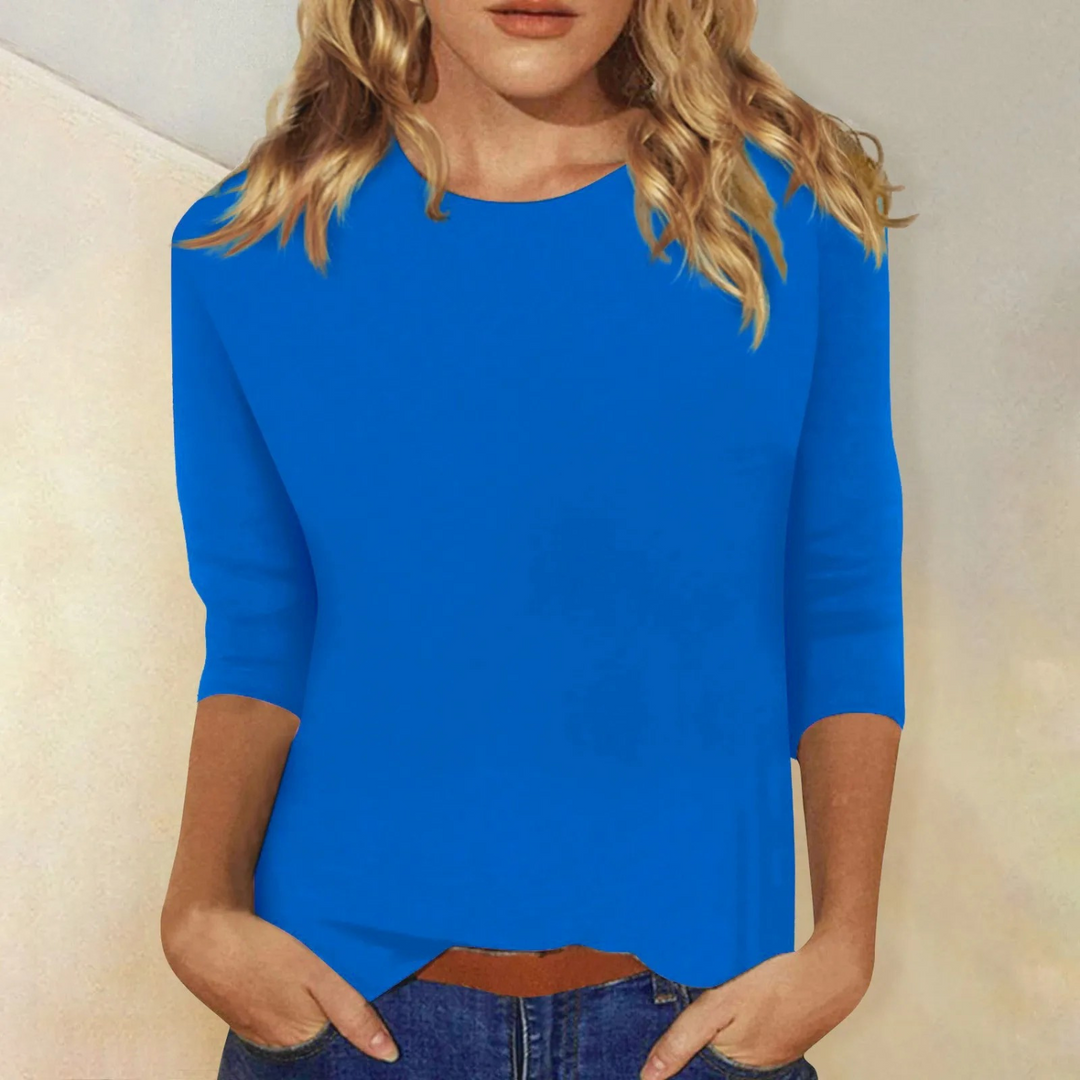 Maya – T-Shirt Uni Col Rond à Manches Longues