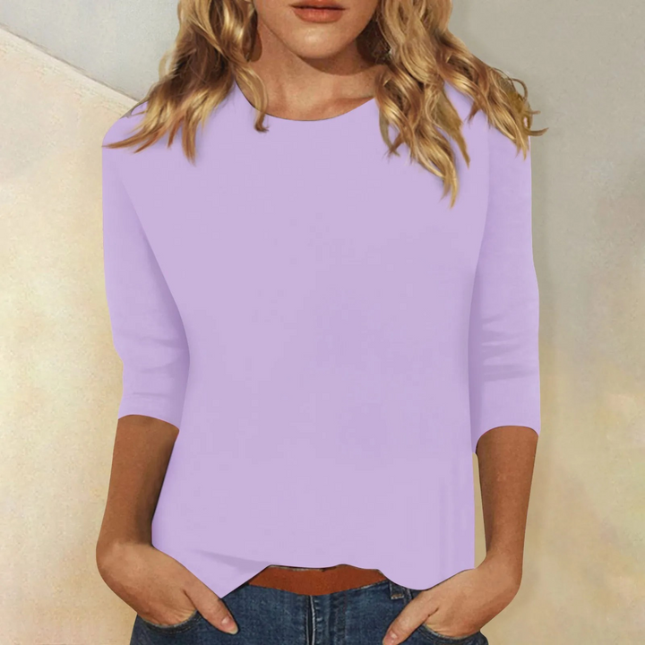 Maya – T-Shirt Uni Col Rond à Manches Longues