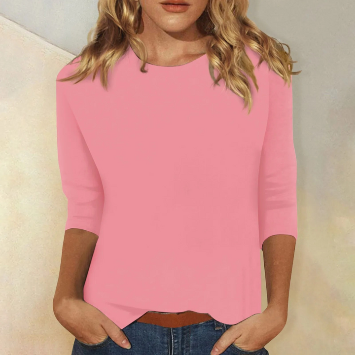 Maya – T-Shirt Uni Col Rond à Manches Longues