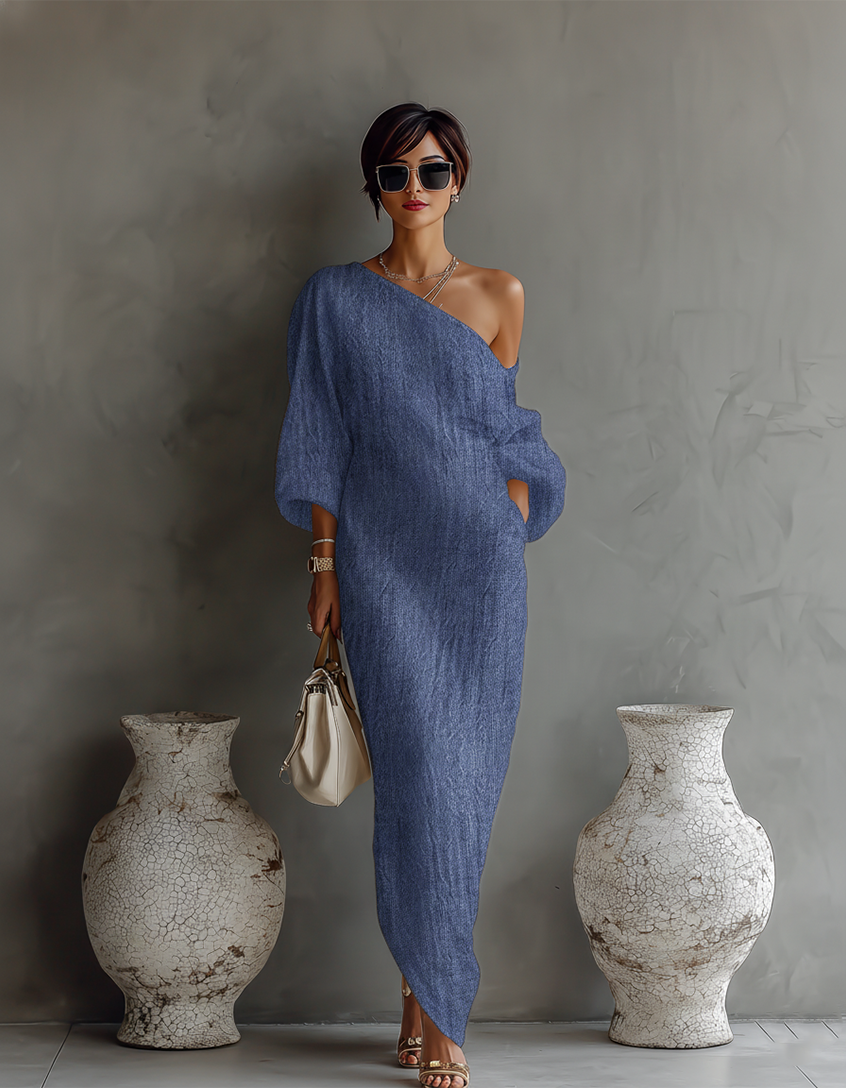 Salomé – Robe Maxi Asymétrique Un Seul Bretelle
