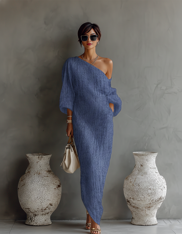 Salomé – Robe Maxi Asymétrique Un Seul Bretelle