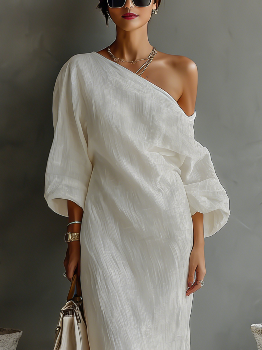 Salomé – Robe Maxi Asymétrique Un Seul Bretelle