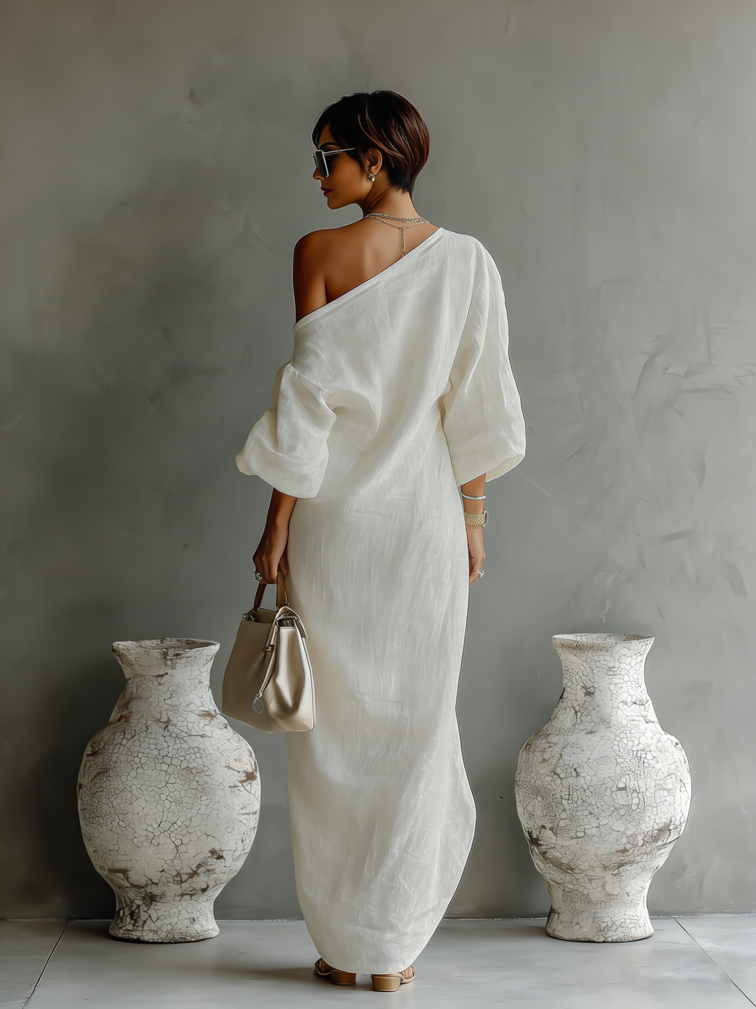 Salomé – Robe Maxi Asymétrique Un Seul Bretelle