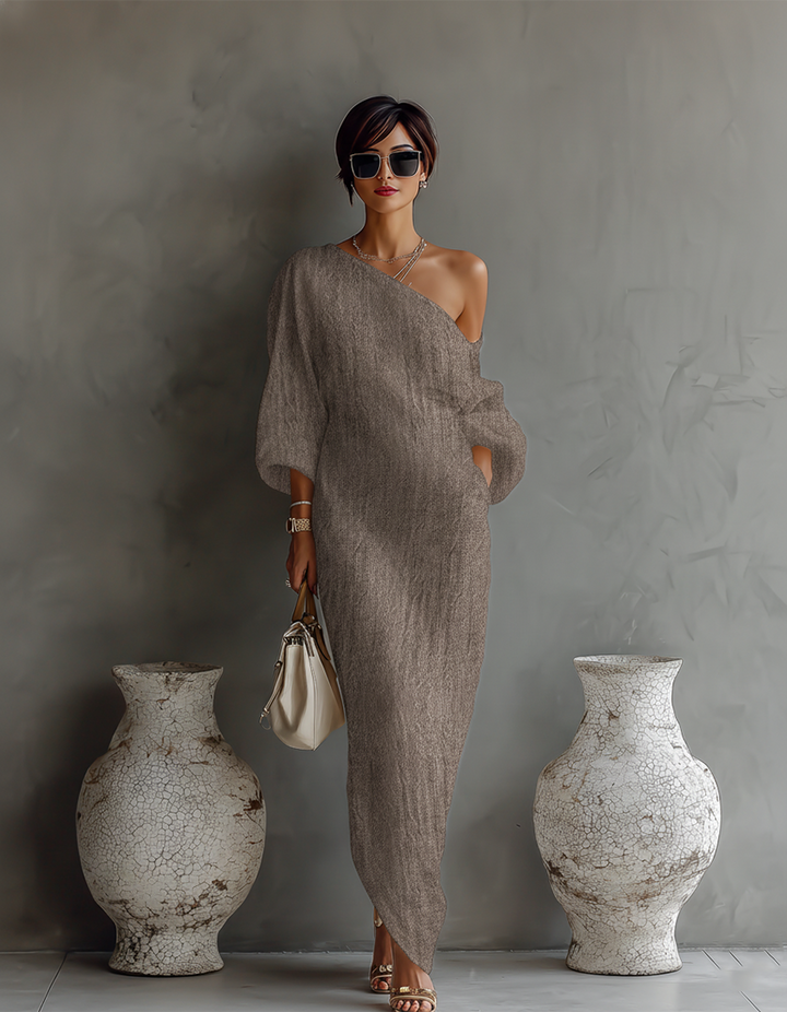 Salomé – Robe Maxi Asymétrique Un Seul Bretelle