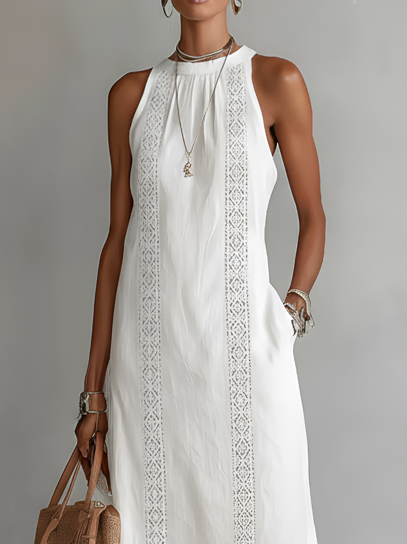 Noémie – Robe Midi Stylée Sans Manches