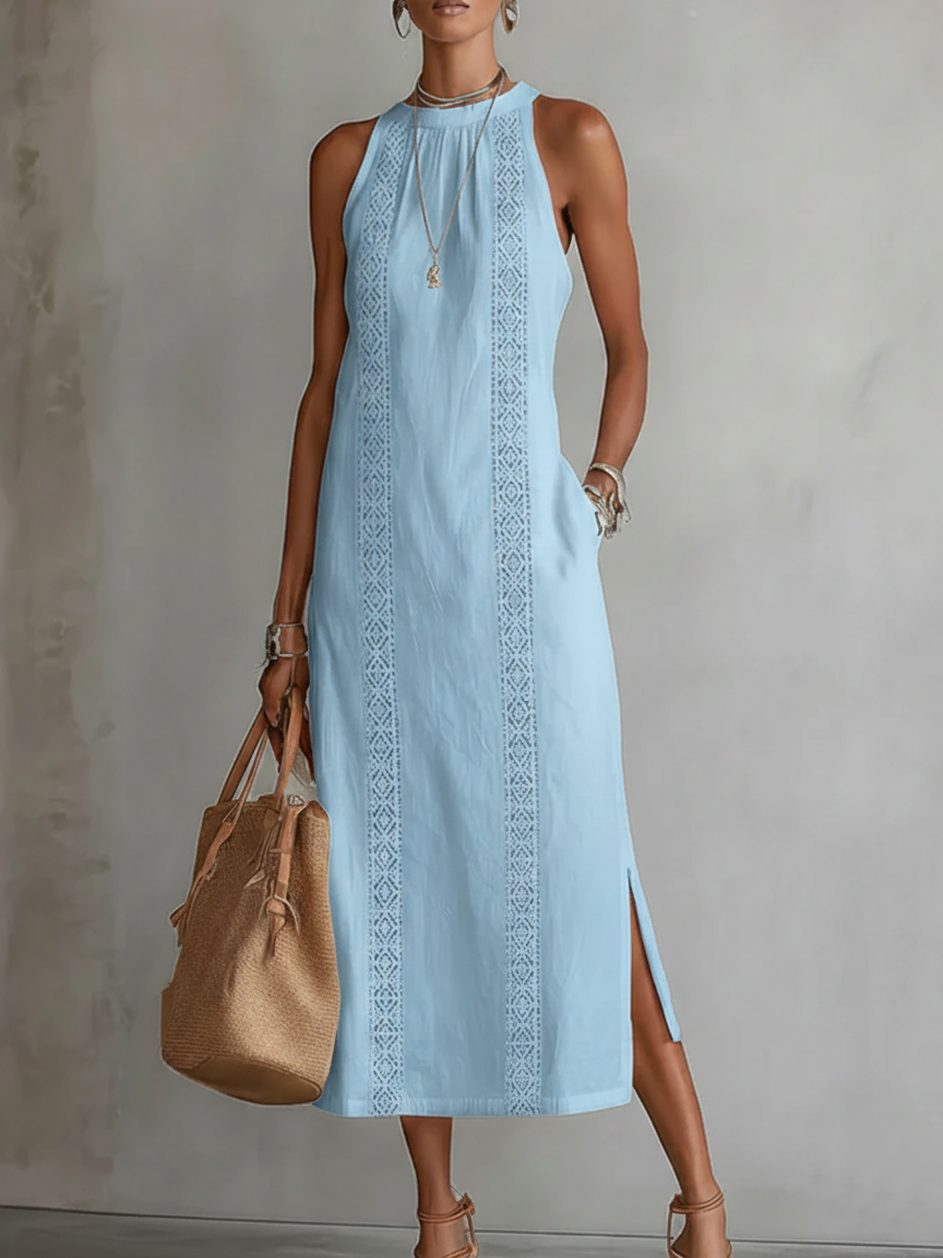 Noémie – Robe Midi Stylée Sans Manches
