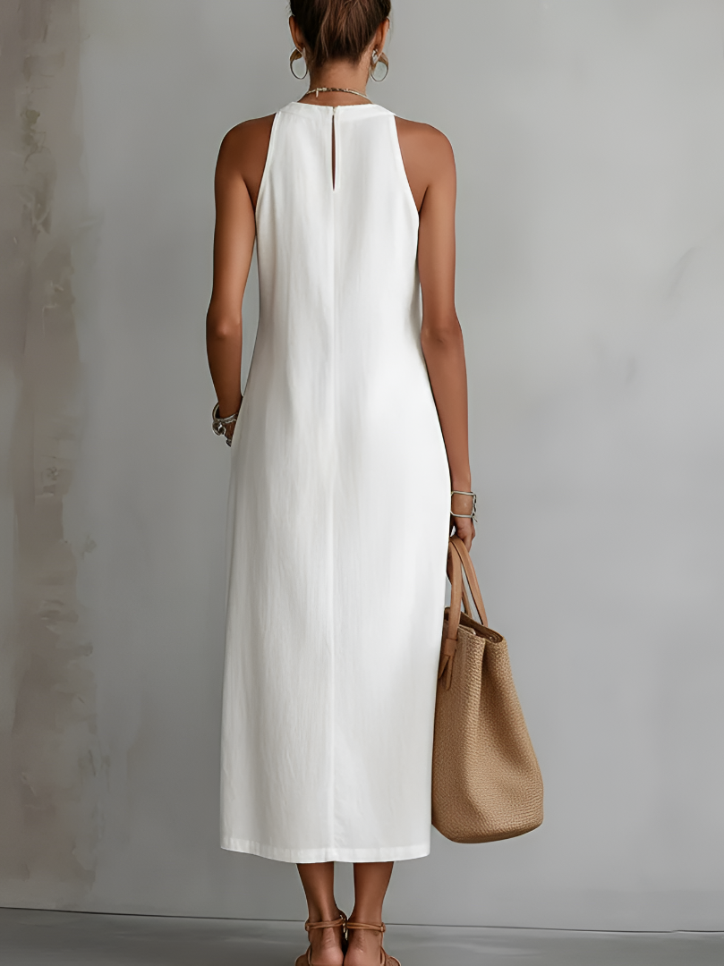 Ondine – Robe Midi Élégante Sans Manches