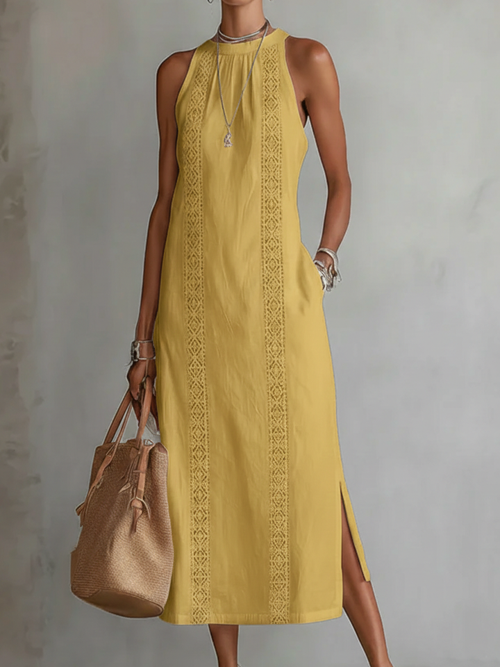 Ondine – Robe Midi Élégante Sans Manches