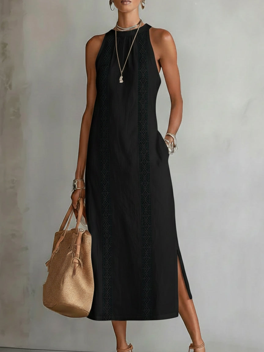 Noémie – Robe Midi Stylée Sans Manches