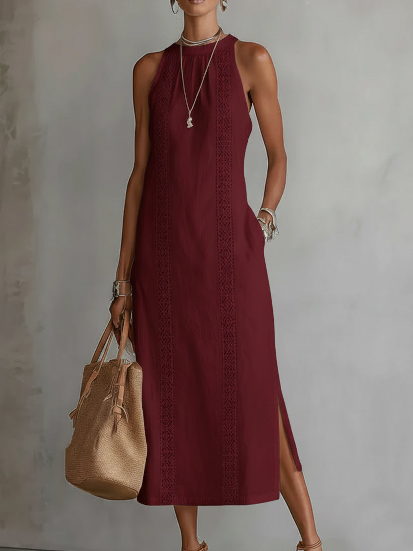 Noémie – Robe Midi Stylée Sans Manches