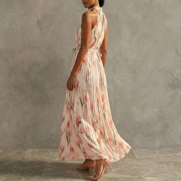 Iris – Robe Maxi Fleurie Dos-Nu Sans Manches