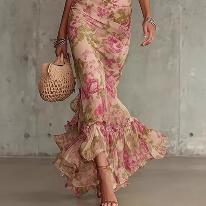 Rosalie – Robe Maxi Fleurie Manches Bouffantes