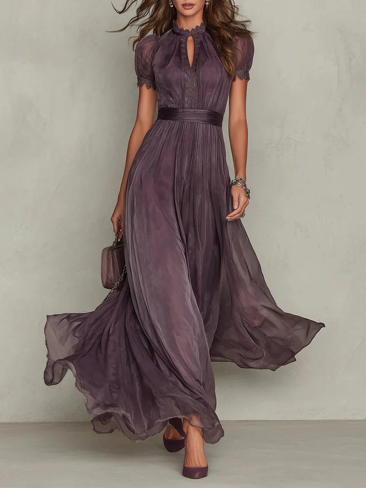 Violette – Robe Maxi Violette Col Haut Élégante