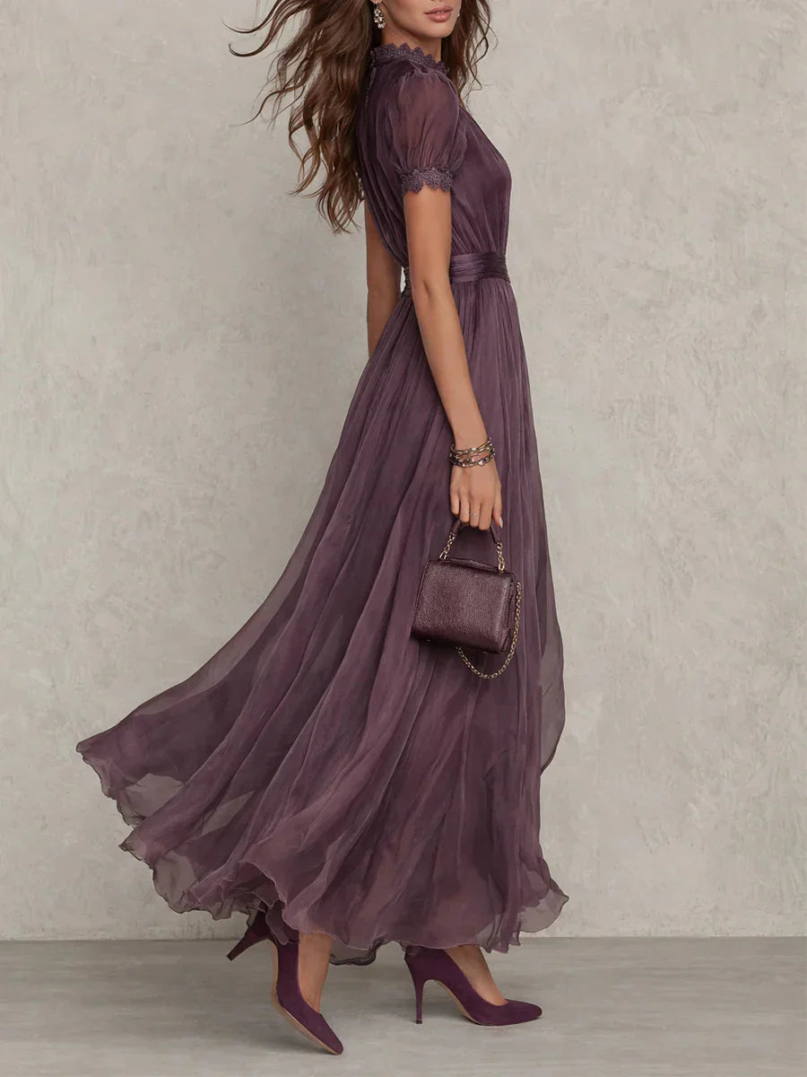 Violette – Robe Maxi Violette Col Haut Élégante