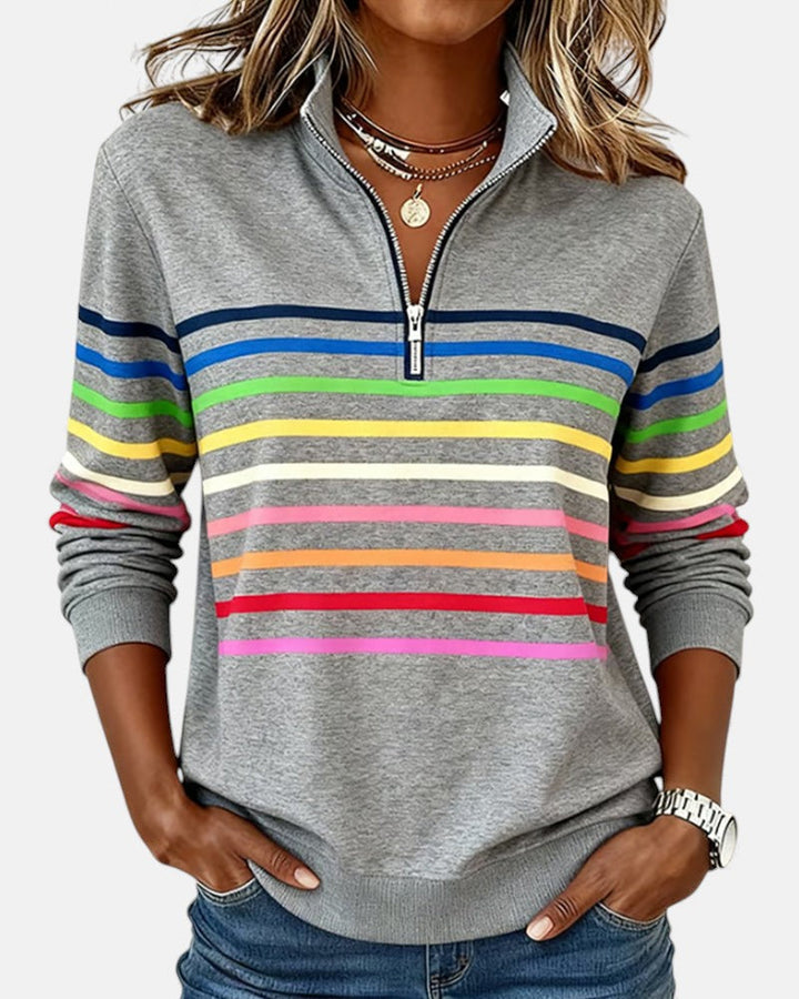 Rayures Zip – Pull Rayé à Fermeture Éclair