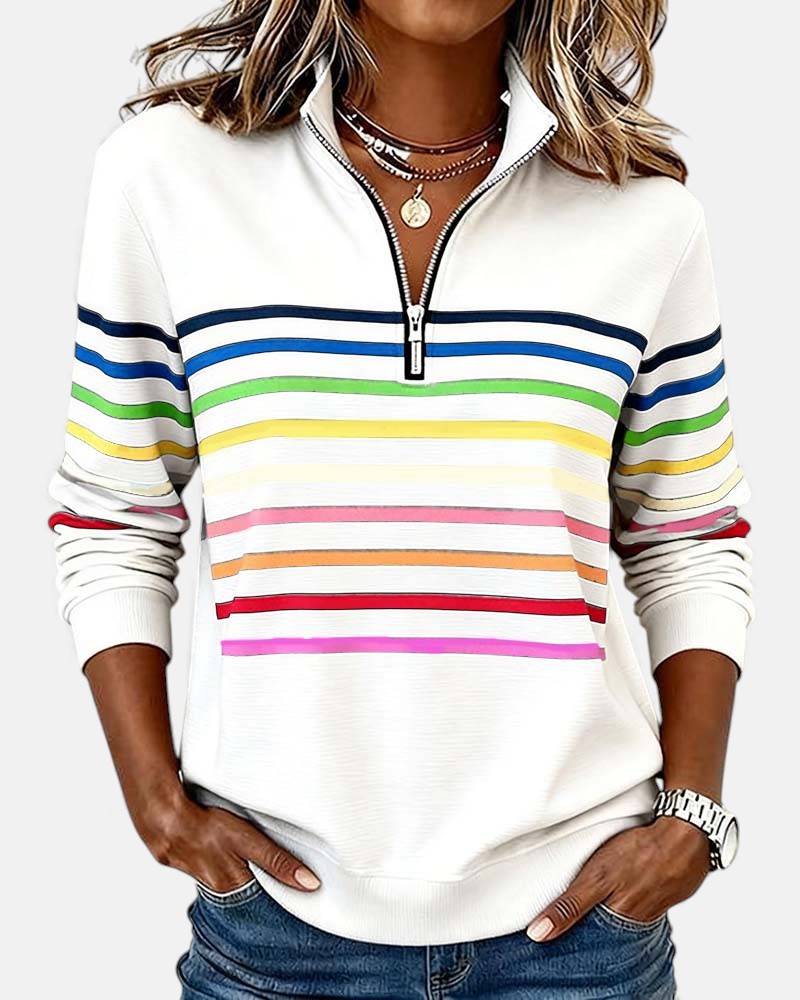 Rayures Zip – Pull Rayé à Fermeture Éclair
